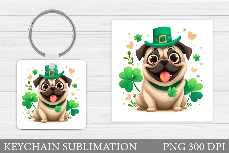 St Patrick Dog Keychain. St Patrick Keychain Sublimation