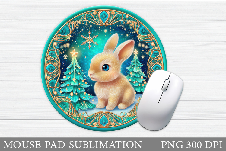 Christmas Bunny Mouse Pad. Christmas Mouse Pad Sublimation