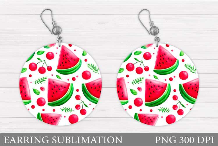 Watermelon Round Earring. Watermelon Earring Sublimation example image 1
