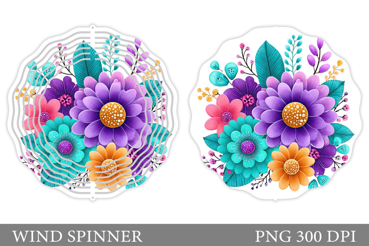 Flowers Wind Spinner Design. Floral Wind Spinner Sublimation