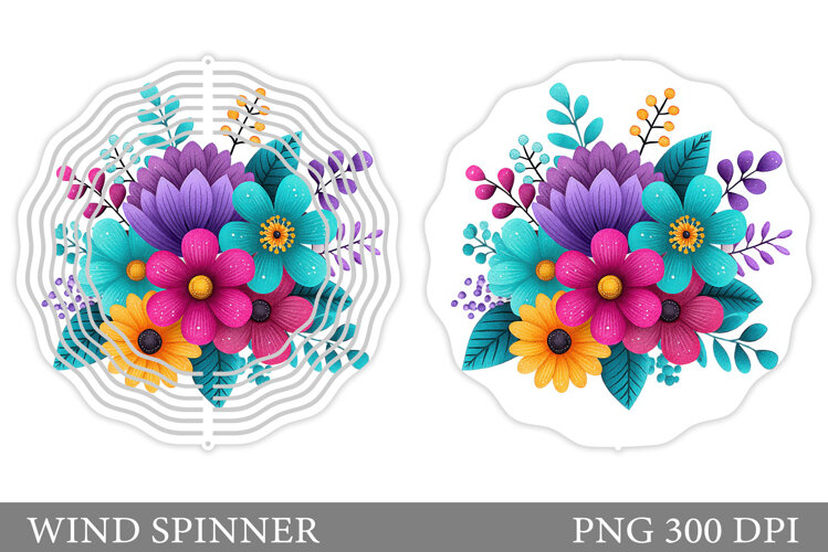Flowers Wind Spinner Design. Floral Wind Spinner Sublimation example image 1