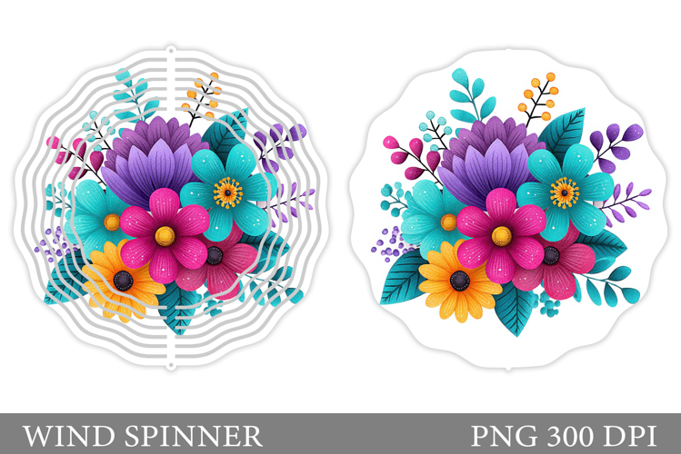 Flowers Wind Spinner Design. Floral Wind Spinner Sublimation