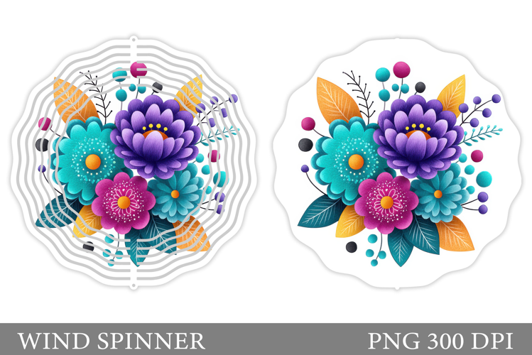 Floral Wind Spinner Sublimation. Flowers Wind Spinner Design