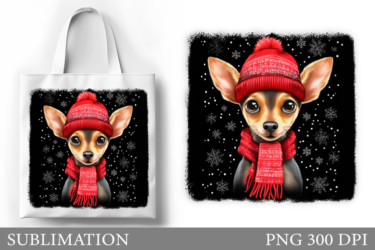 Cute Dog Tote Bag Design. Christmas Dog Sublimation
