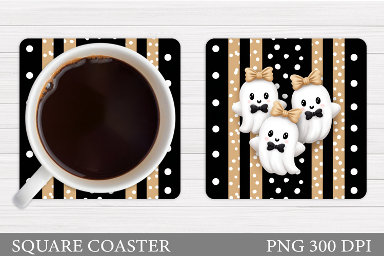 Cute Ghost Coaster Design. Cute Halloween Sublimation