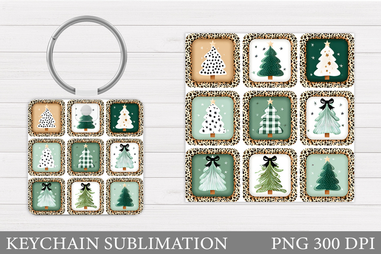 Crochet Christmas Tree Keychain. Christmas Keychain Design