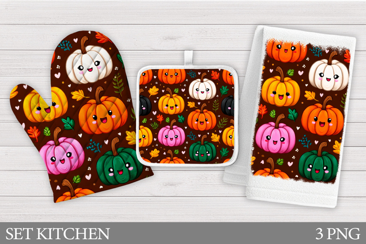 Halloween Oven Mitt Design. Halloween Pumpkin Kitchen Towel