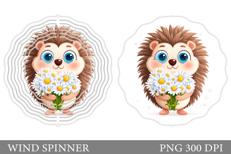 Cute Hedgehog Wind Spinner. Hedgehog Sublimation
