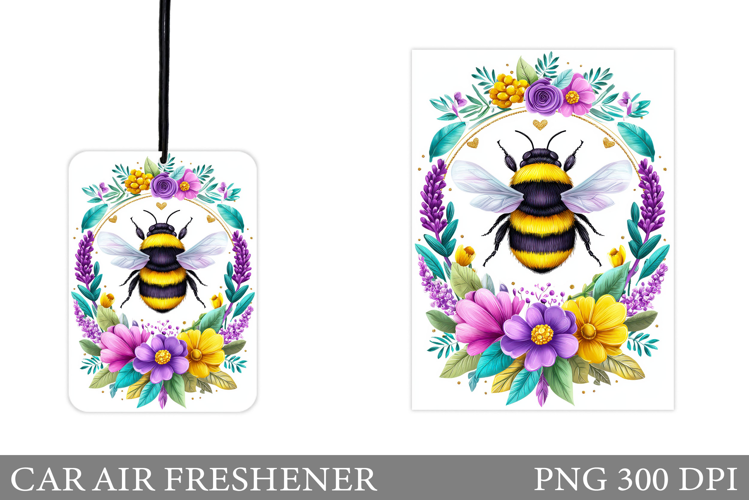 Bee Car Air Freshener Design. Bee Sublimation