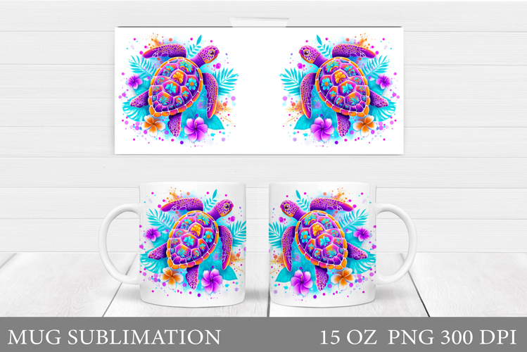 Turtle Mug Sublimation. Sea Turtle Mug Design