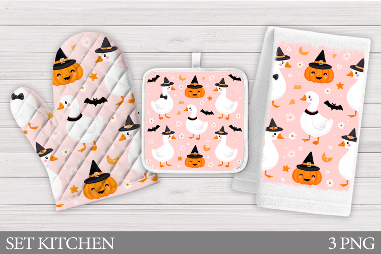 Halloween Goose Oven Mitt. Halloween Goose Kitchen Towel