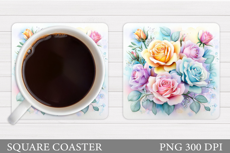 Roses Coaster Sublimation. Flowers Coaster Design