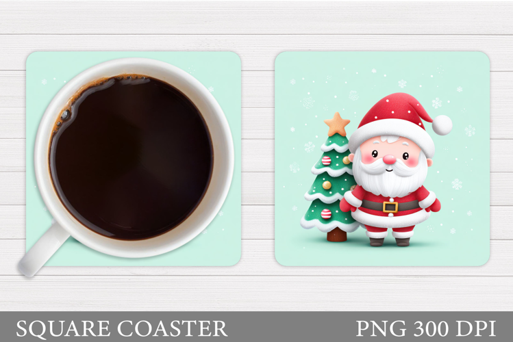 Cute Santa Coaster Sublimation. Santa Claus Coaster Design