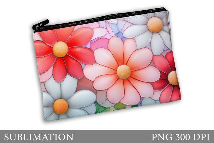 Flowers Makeup Bag Design. Floral Makeup Pouch Sublimation