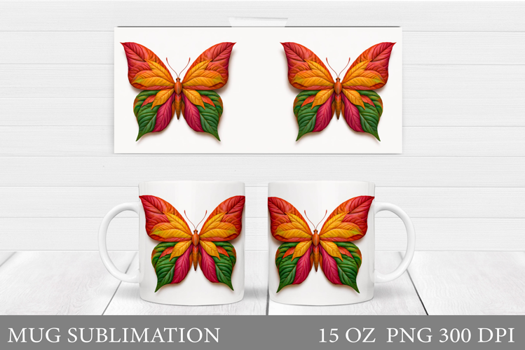 Fall Butterfly Mug Design. Fall Mug Sublimation
