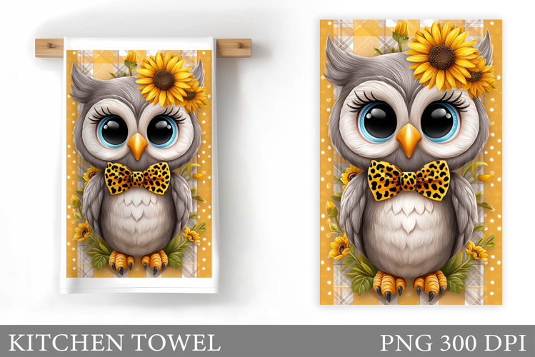 Cute Owl Kitchen Towel Design. Cute Owl Sublimation