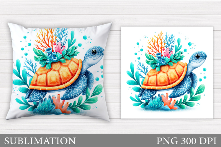 Sea Turtle Pillow Design. Cute Turtle Sublimation