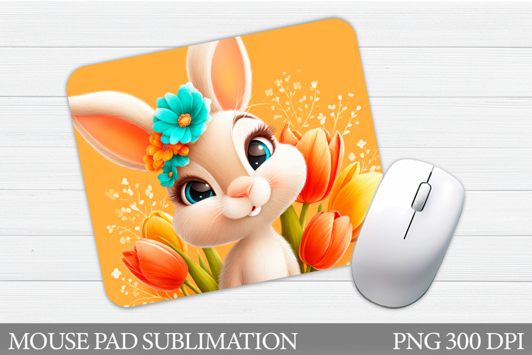 Cute Bunny Mouse Pad. Spring Bunny Mouse Pad Design