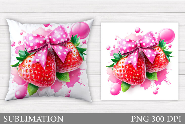 Strawberry Pillow Design. Strawberry Sublimation example image 1