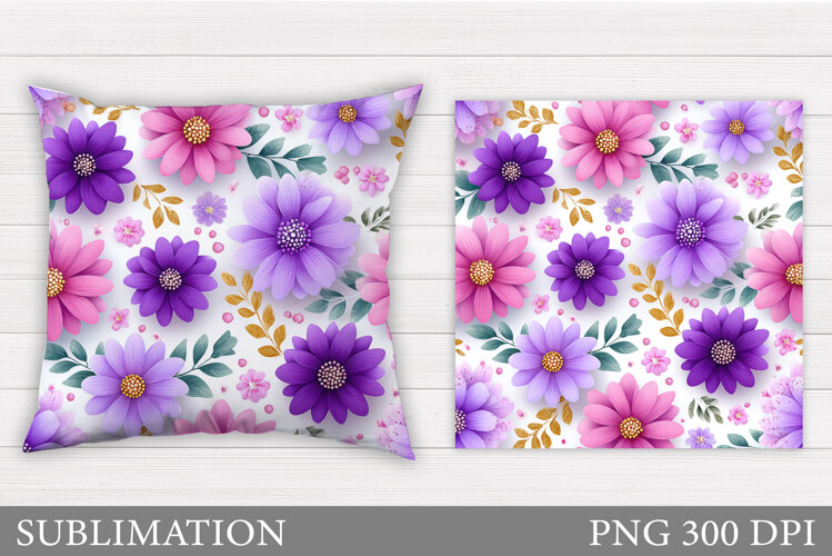 Flowers Sublimation. Flowers Pillow Design example image 1