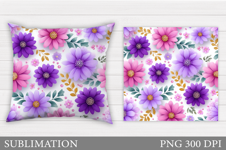 Flowers Sublimation. Flowers Pillow Design