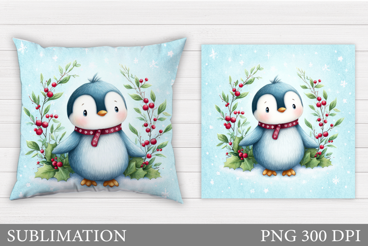 Christmas Penguin Pillow. Christmas Pillow Design