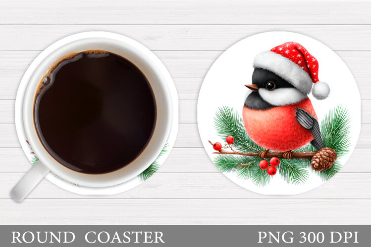 Christmas Bird Coaster Sublimation. Christmas Coaster Design example image 1