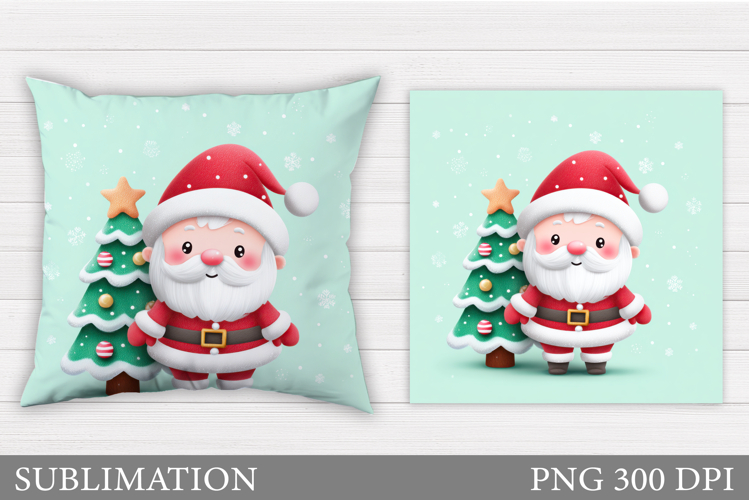 Santa Claus Pillow Design. Christmas Pillow Sublimation