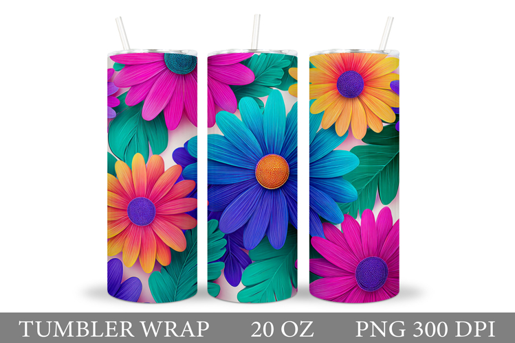 Floral Tumbler Design. Flowers Tumbler Sublimation
