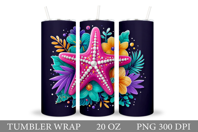 Starfish Tumbler Sublimation. Sea Tumbler Wrap Design example image 1