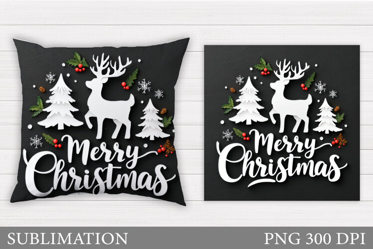 Christmas Pillow Design. Christmas Sublimation example image 1