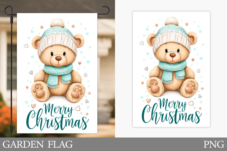 Christmas Bear Garden Flag. Christmas Garden Flag Design