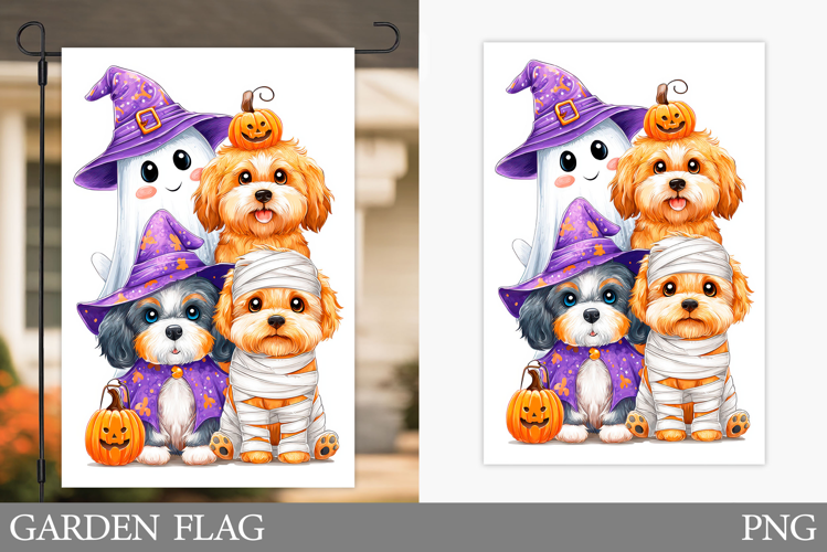 Halloween Dog Garden Flag Design. Halloween Garden Flag