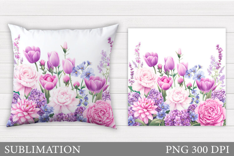 Flowers Pillow Design. Floral Pillow Sublimation example image 1