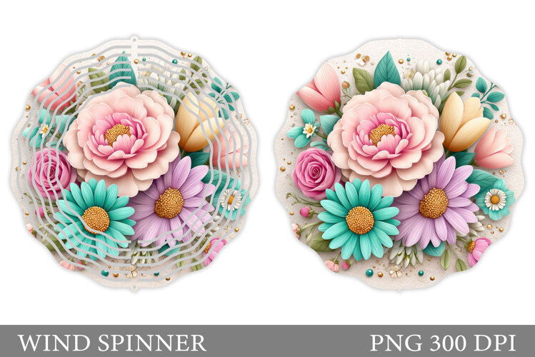 Flowers Wind Spinner Design. Floral Wind Spinner Sublimation example image 1