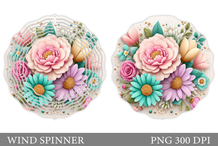 Flowers Wind Spinner Design. Floral Wind Spinner Sublimation