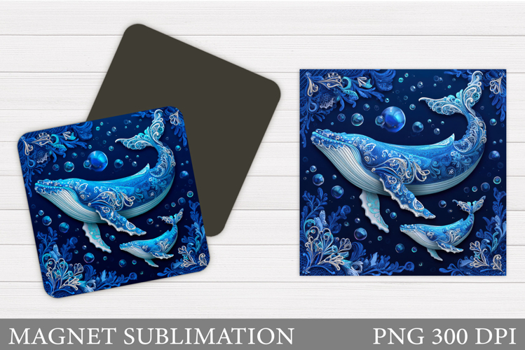 Lace Whale Magnet Design. Whale Sublimation
