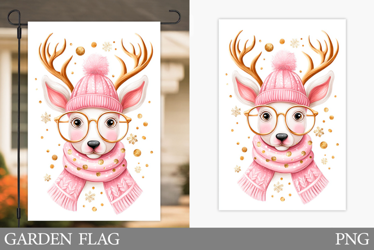 Reindeer Garden Flag. Christmas Garden Flag Sublimation