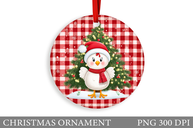 Cute Chicken Christmas Ornament. Christmas Sublimation