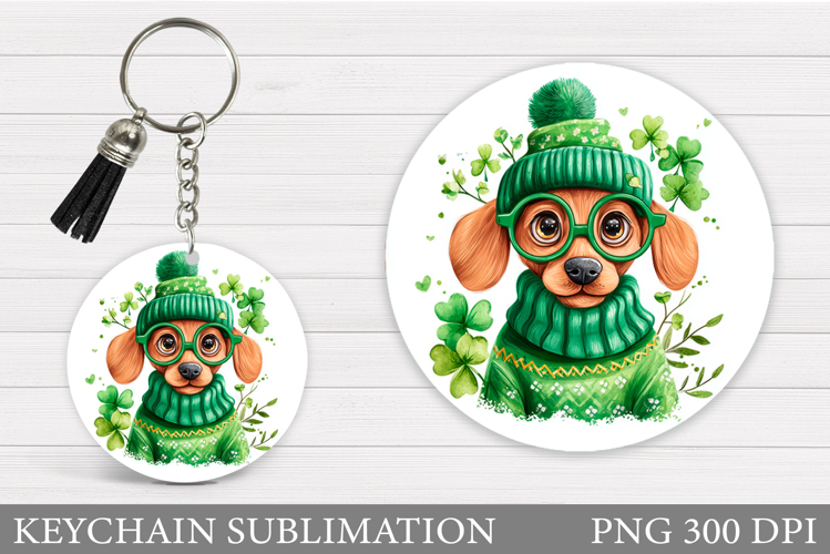 St Patrick Dog Keychain. St Patrick Keychain Sublimation
