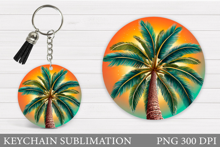 Palm Tree Keychain Sublimation. Summer Keychain Design
