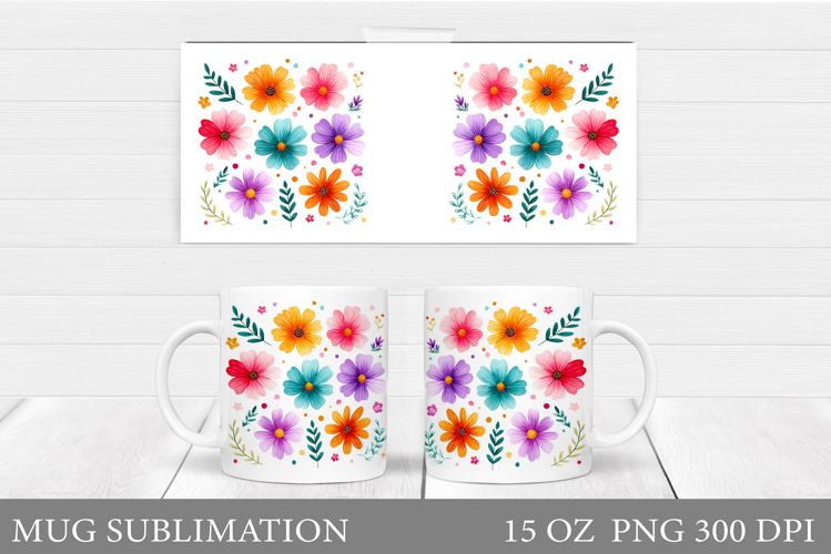 Flowers Mug Sublimation. Wildflowers Mug Design