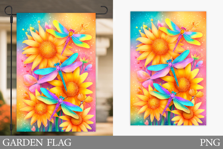 Dragonfly Garden Flag Design. Summer Garden Flag Sublimation