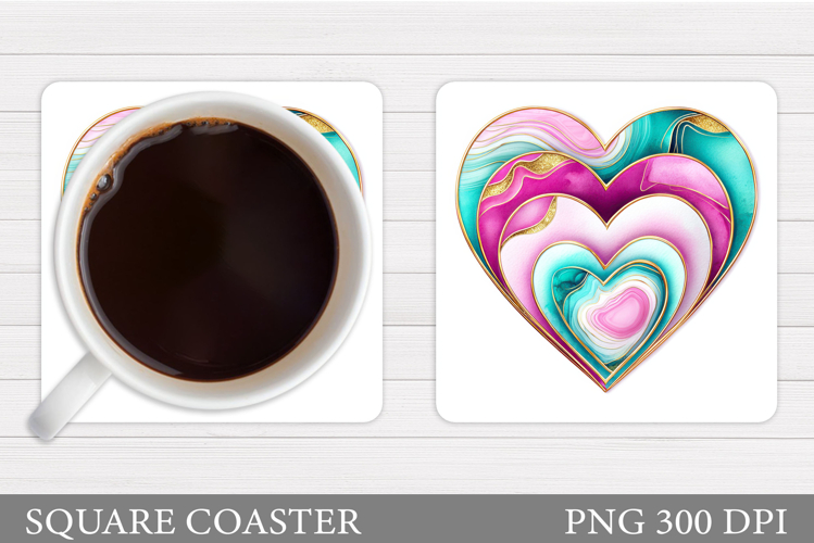 Heart Coaster Design. Valentine Coaster Sublimation