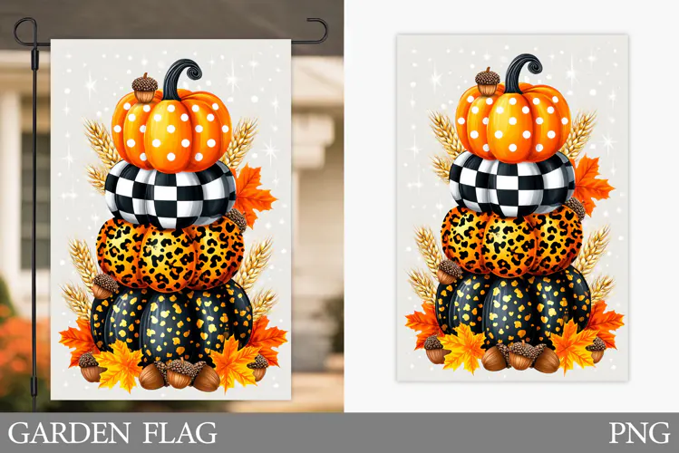 Pumpkin Garden Flag Design. Pumpkin Sublimation