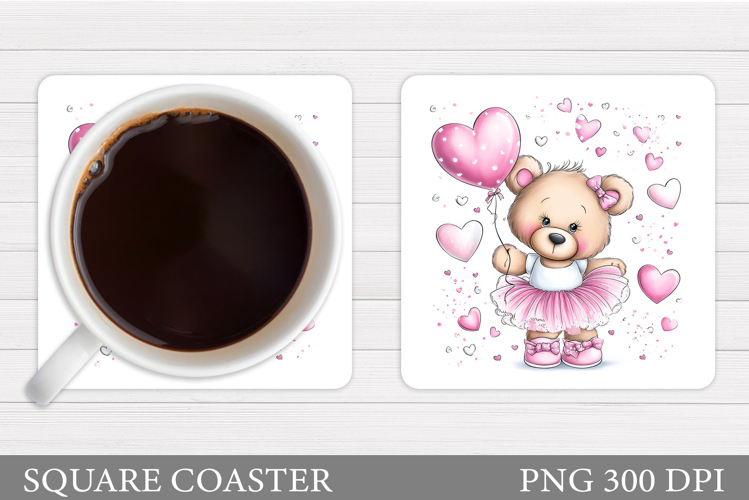 Valentines Bear Coaster. Valentines Coaster Design
