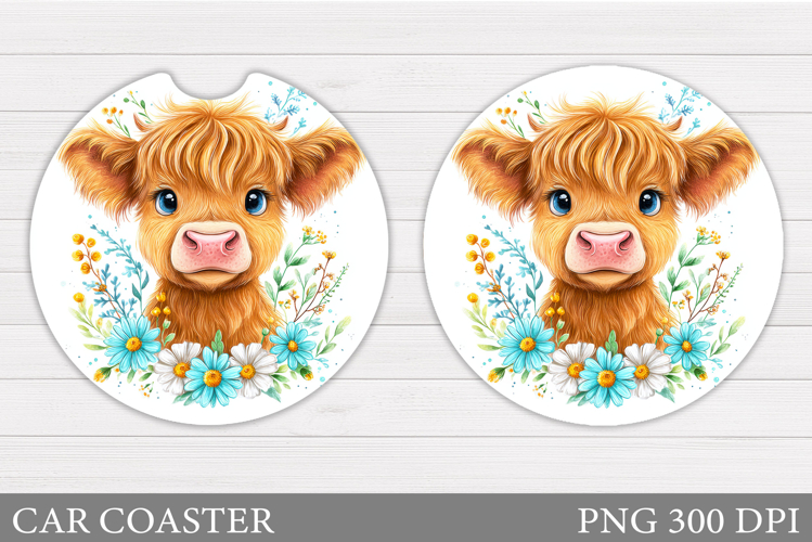 Cute Cow Car Coaster Design. Cute Cow Sublimation