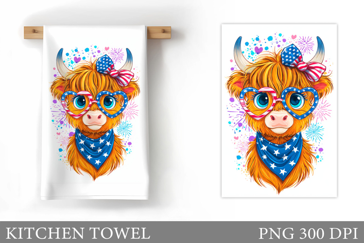 Patriotic Cow Kitchen Towel. Patriotic Kitchen Towel Design example image 1