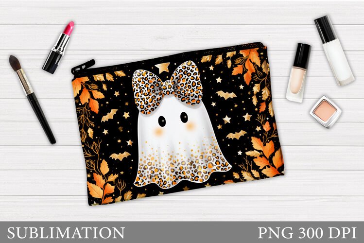 Cute Ghost Cosmetics Bag. Halloween Makeup Bag Sublimation example image 1