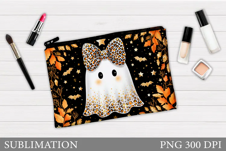 Cute Ghost Cosmetics Bag. Halloween Makeup Bag Sublimation